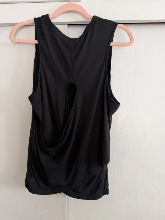 lululemon athletica Tops - LULULEMON BLACK NULU WRAP BACK TANK TOP SZ 14 WOMENS SUPER SOFT